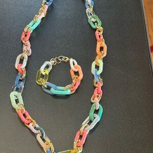 Plunder Multicolor Chain Necklace and Bracelet Set